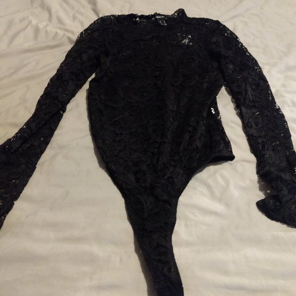 Black Lace Bodysuit - Picture 1 of 3